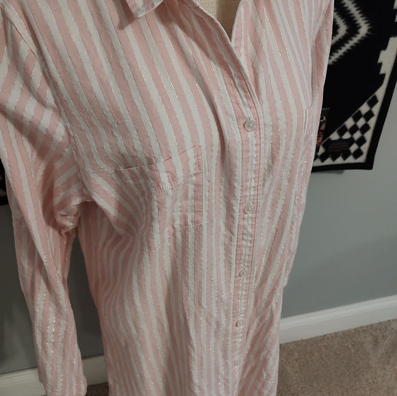 🩷 GUC Victoria's Secret Ladies Long Sleeve Button Front Nightgown, Baby Pink, L - Picture 4 of 12